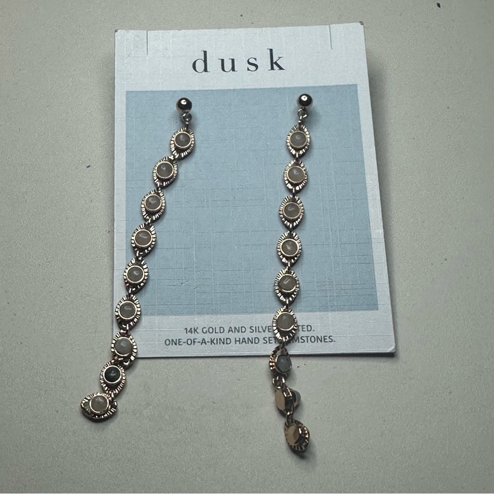 Dusk Gold and Silver Linear Drop Earrings